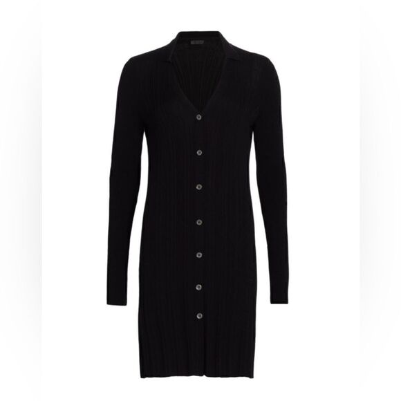 ATM ANTHONY THOMAS MELLILO Polo button Front Black sweater dress NWT. XS - Picture 3 of 9